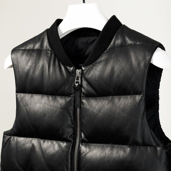 Mackage Black Leather Down-Filled Puffer Vest - Picture 3 of 14